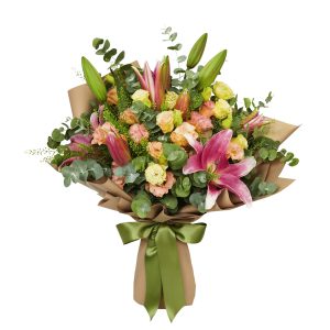 Buchet cu Crini si Lisianthus