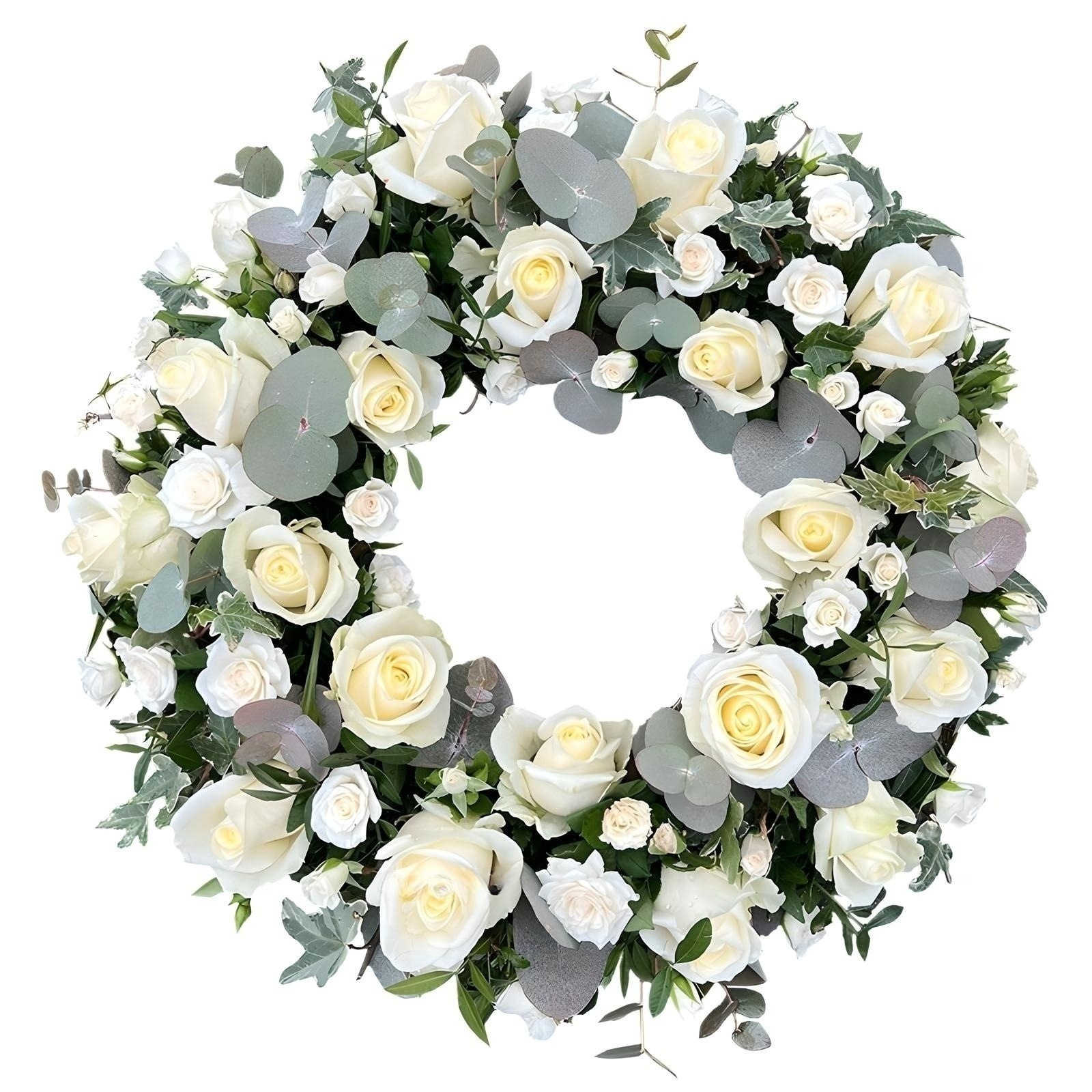 coroana-funerara-cu-trandafiri-albi-si-miniroze coroana funerara cu trandafiri albi si miniroze