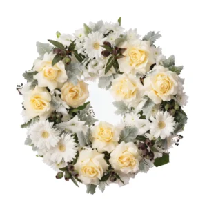 Coroana funerara cu trandafiri ivory